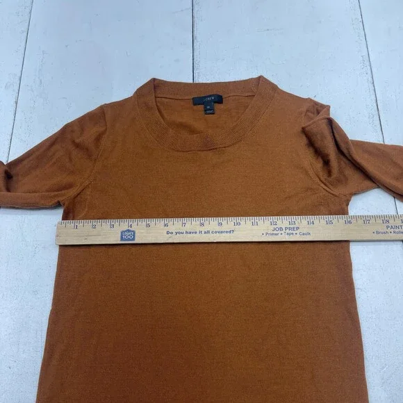 J Crew Sweater Womens Extra Small Brown 100% Merino Wool Crewneck Pullover - Picture 6 of 7